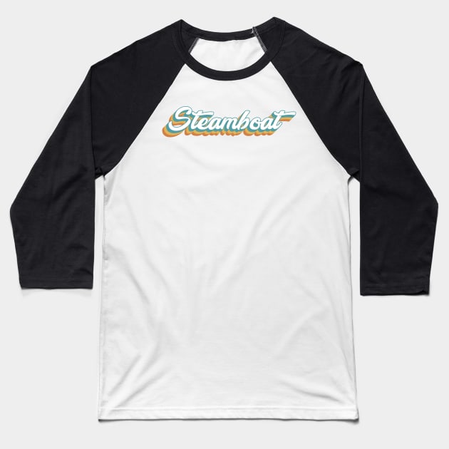 Steamboat Springs Colorado Retro Lettering Baseball T-Shirt by KlehmInTime